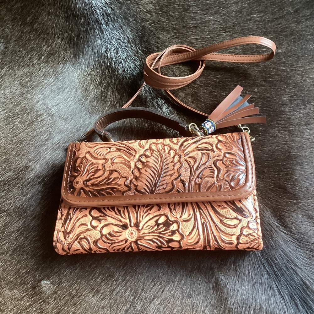 Super Cute Little Top Handle Shoulder Carry Western Boho Wallet Handbag - Picture 8 of 11